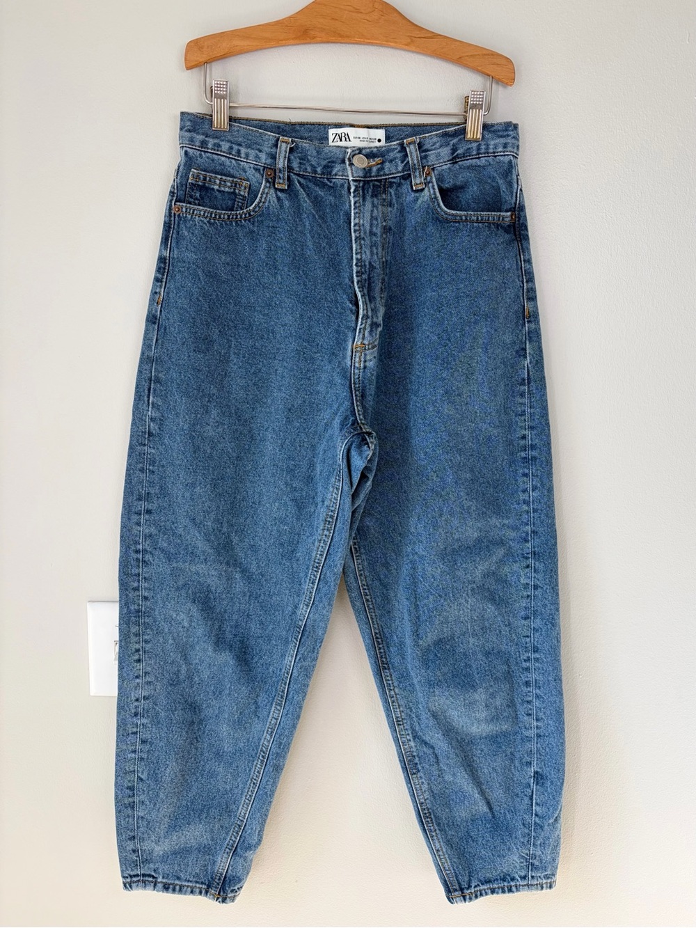 Zara Medium Wash The Petit Balloon Fit Jeans Elevated Basics Minimalist